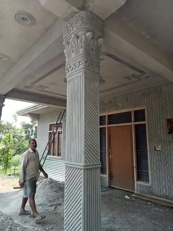 An intricately designed decorative concrete column showcasing the craftsmanship of Northland Concrete.