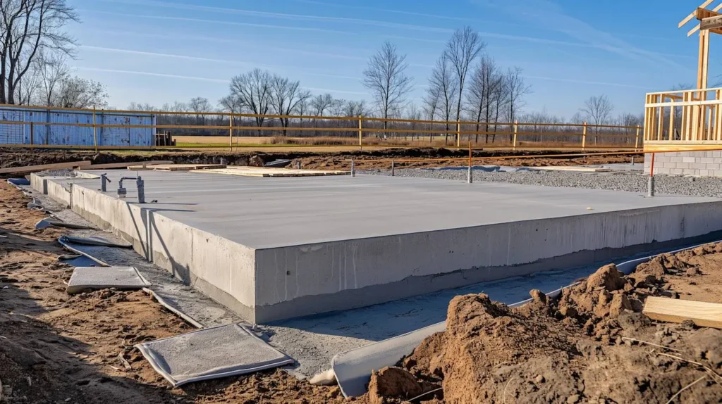 Northland Concrete Foundations constructing a concrete slab foundation