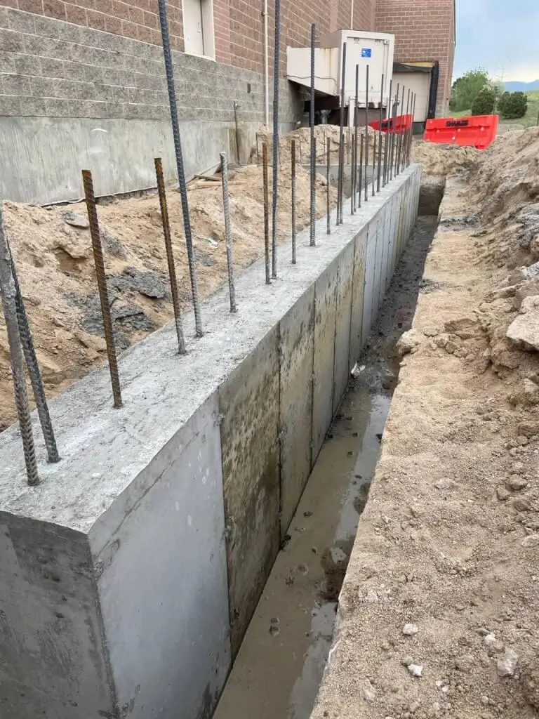 Rebar grid setup for concrete foundation by Northland Concrete Foundations.